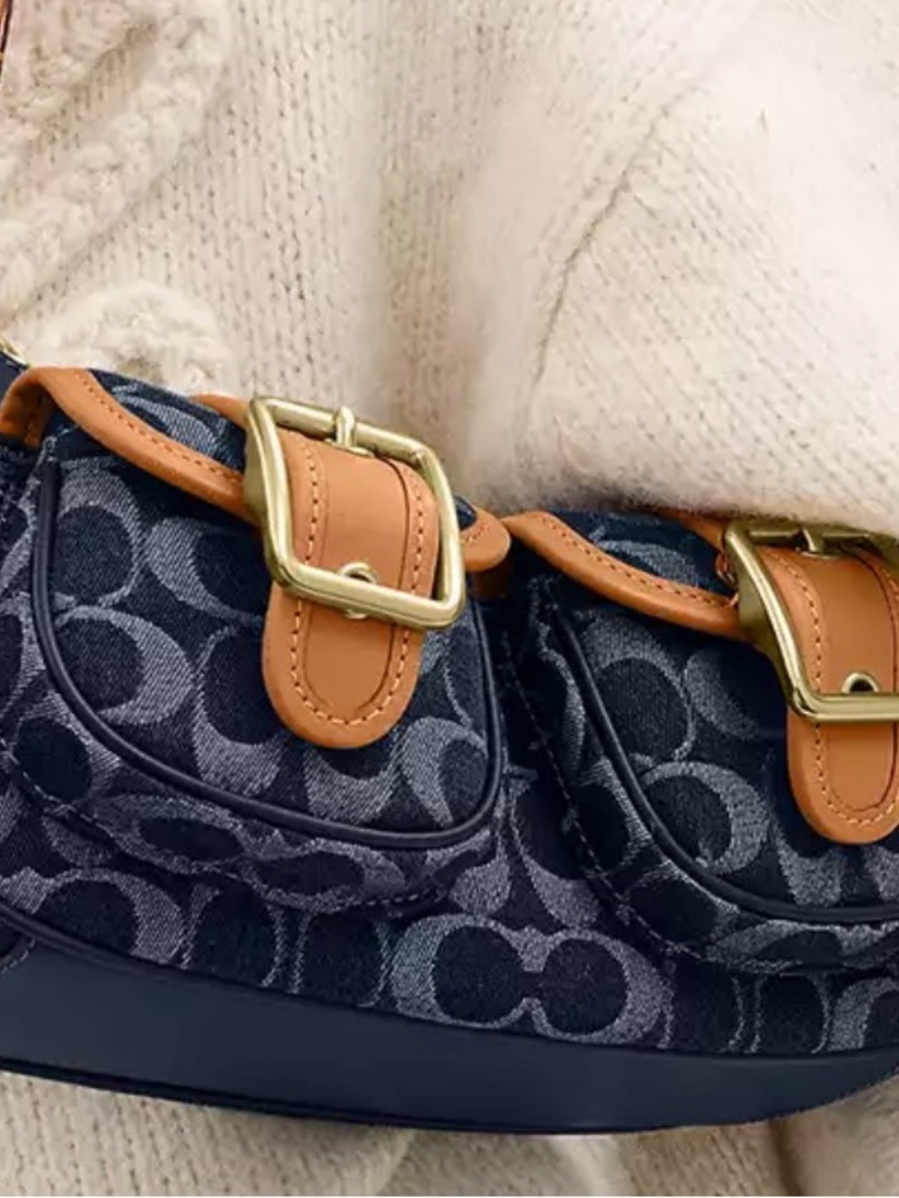 Coach Denim Ashton Crossbody with Tan Leather Trim - Picture 2 of 13